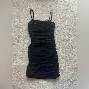 Black Windsor Ruched Mini Dress
